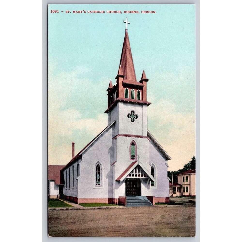 St Marys Catholic Church Eugene Oregon OR Edward Mitchell Vintage Postcard 1091